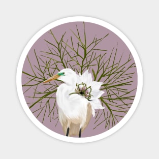 Great Egret + Love in a Mist Magnet